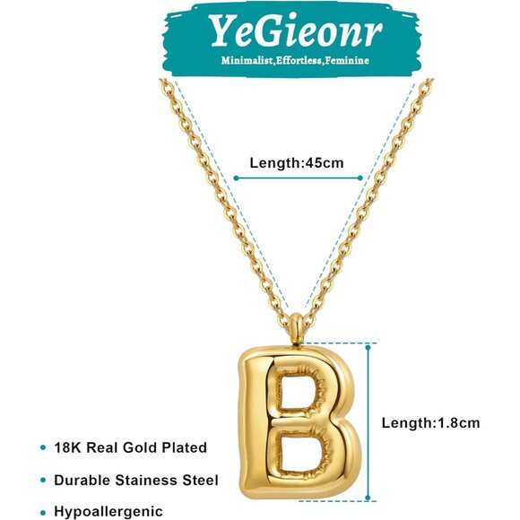 Elegant Gold Initial Pendant Necklace - Hypoallergenic & Non-Tarnish Design - Picture 6 of 7